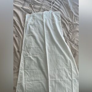 Zara White Lace Trim Midi Dress